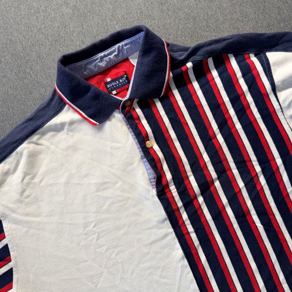 Bugle Boy Classics Mens Large Polo Shirt‎ Colorblock Vertical Stripe